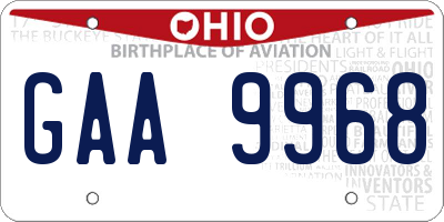OH license plate GAA9968