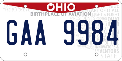 OH license plate GAA9984