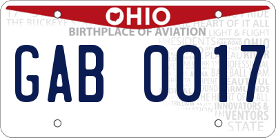 OH license plate GAB0017