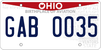 OH license plate GAB0035