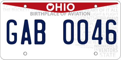 OH license plate GAB0046