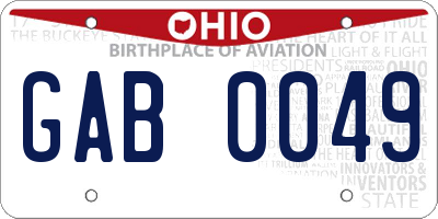 OH license plate GAB0049