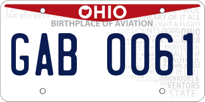 OH license plate GAB0061