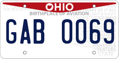 OH license plate GAB0069