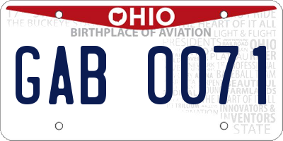 OH license plate GAB0071