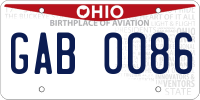 OH license plate GAB0086