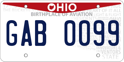 OH license plate GAB0099