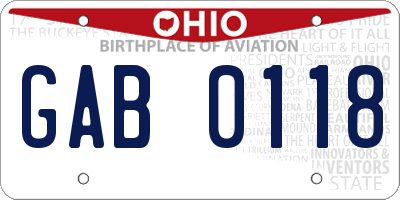 OH license plate GAB0118