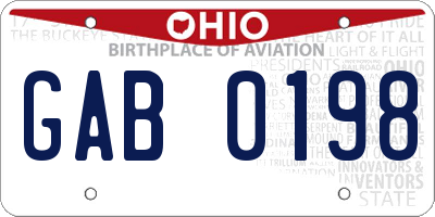 OH license plate GAB0198