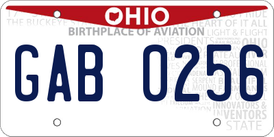 OH license plate GAB0256