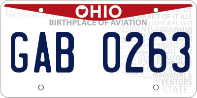 OH license plate GAB0263