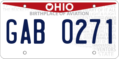 OH license plate GAB0271