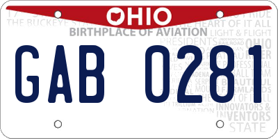 OH license plate GAB0281