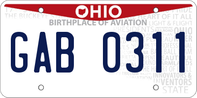 OH license plate GAB0311