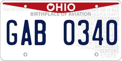 OH license plate GAB0340