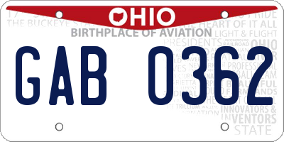OH license plate GAB0362