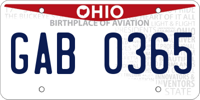 OH license plate GAB0365
