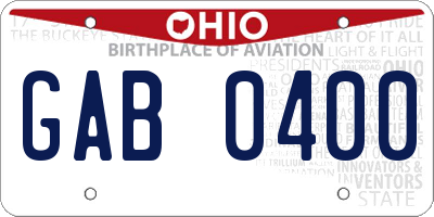 OH license plate GAB0400