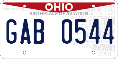 OH license plate GAB0544