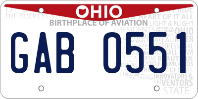 OH license plate GAB0551