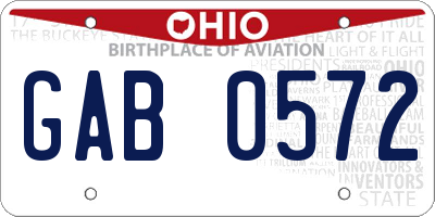 OH license plate GAB0572