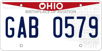 OH license plate GAB0579