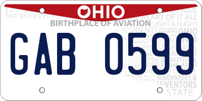 OH license plate GAB0599