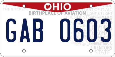 OH license plate GAB0603