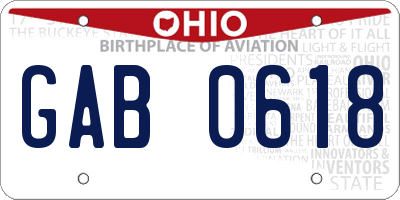 OH license plate GAB0618