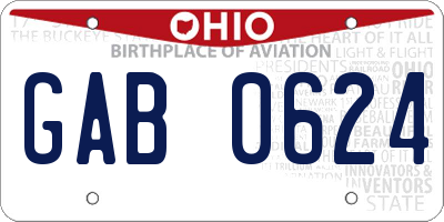 OH license plate GAB0624