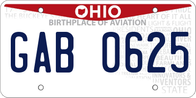 OH license plate GAB0625