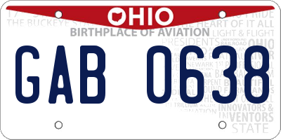 OH license plate GAB0638