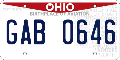 OH license plate GAB0646