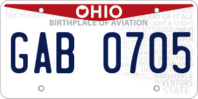 OH license plate GAB0705