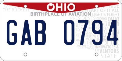 OH license plate GAB0794