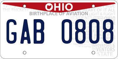 OH license plate GAB0808