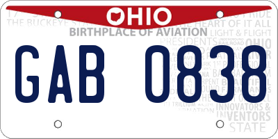 OH license plate GAB0838