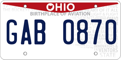 OH license plate GAB0870