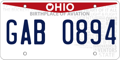 OH license plate GAB0894