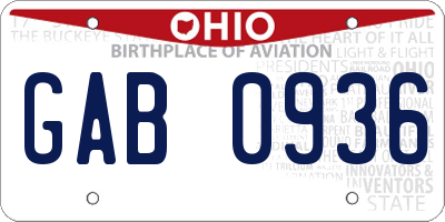 OH license plate GAB0936