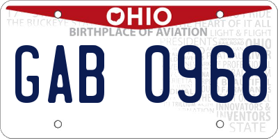 OH license plate GAB0968