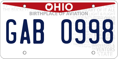 OH license plate GAB0998