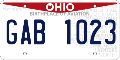 OH license plate GAB1023