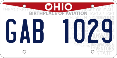 OH license plate GAB1029