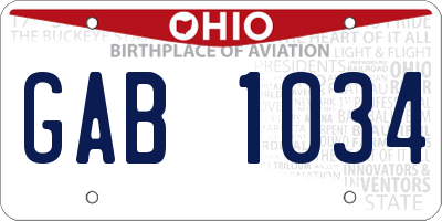 OH license plate GAB1034