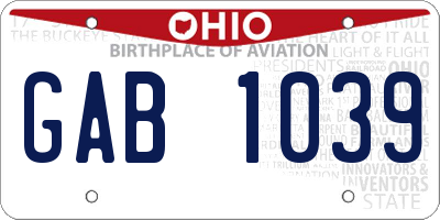 OH license plate GAB1039