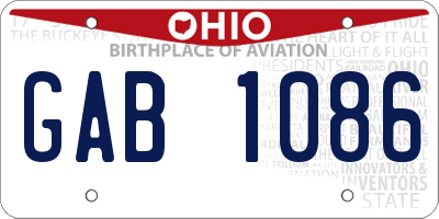 OH license plate GAB1086
