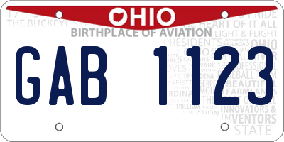 OH license plate GAB1123