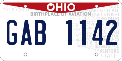 OH license plate GAB1142