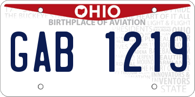 OH license plate GAB1219